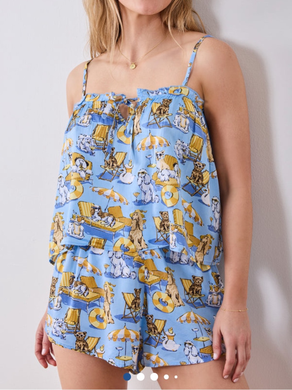 Printfresh Eco Satin Sydney Cami Pajama Set in Palm Royale Pooches